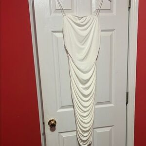 Elegant White Draped Dress